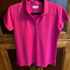 Golf Shirt,Large,Columbia,Carnation Pink,never worn,S Sleeve,buttons at neck